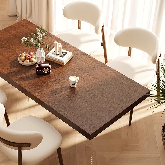 Kitchen Dining Chairs Set of 4 Modern Upholstered Dining Room Chair with Metal Legs, Walnut/Beige