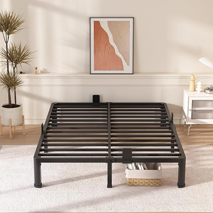 FUIOBYVV 10 Inch California King Bed Frame with Round Corner Edge Legs 3500 lbs Metal Heavy Duty Steel Slats Support No Box Spring Needed Platform Noise Free Easy Assembly