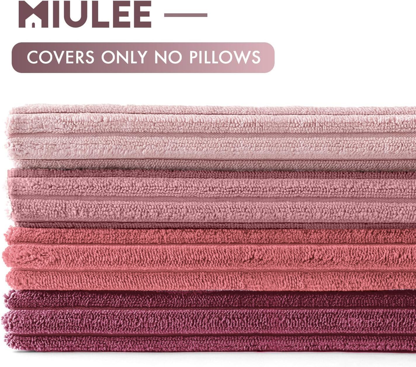MIULEE Pack of 4 Purple Pink Corduroy Decorative Throw Pillow Covers 18x18 Inch Soft Boho Striped Pillow Covers Modern Farmhouse Home Decor for Winter Sofa Living Room Couch Bed