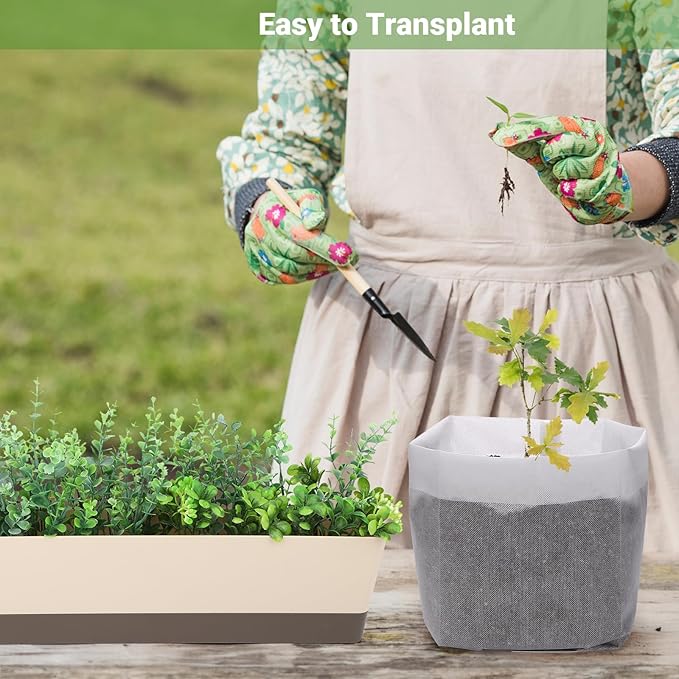 GREANER Plant Nursery Bags, 40 PCS 15.7""x14.2"" Garden Bags to Grow Vegetables, Non-Woven Biodegradable Plant Pots for Gardening Seed Plant Bag, Potato, Flower, Tomato Plant Starts, White