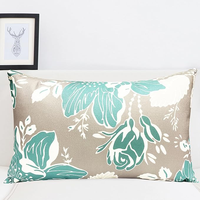 Decorative Throw Pillow Covers Set of 4 Teal Pillow Covers 12x20 inch Throw Pillow Cases Linen Square Pillow Case,Farmhouse Outdoor Modern Boho Pillow Covers for Couch Sofa Living Room