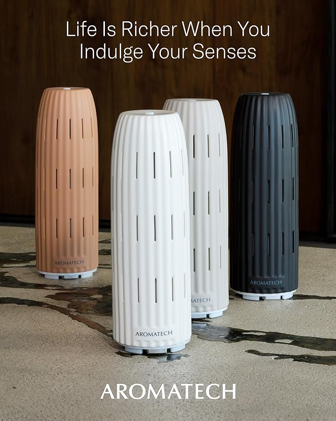 AromaTech Ambience Scent Diffuser for Essential Oil Blends & Fragrances – Waterless Scent Machine w/Bluetooth for Home, Bathroom Boutiques, Hotel, Spa – Charcoal