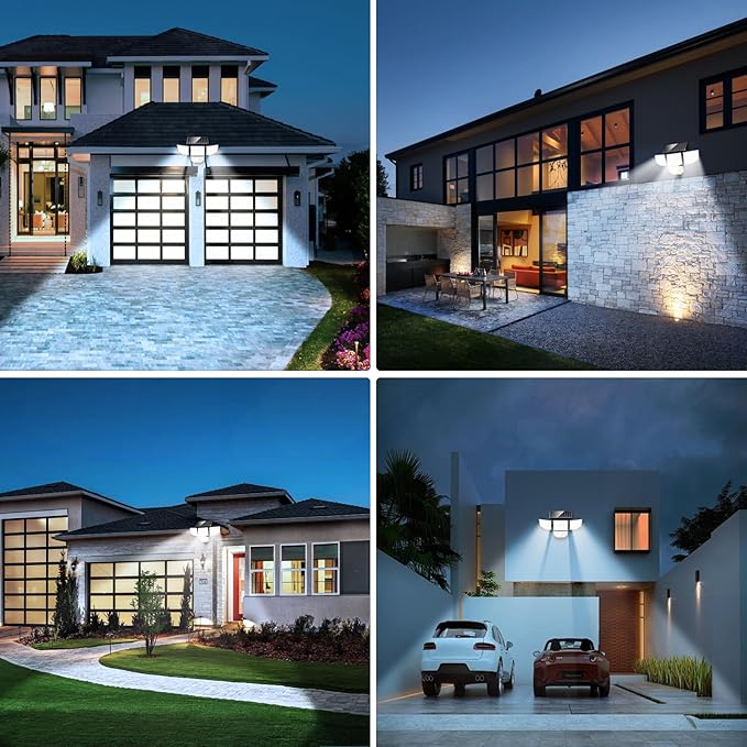 3000LM Outdoor Solar Light - Upgrade 4 Heads 188 LED Solar Motion Sensor Outdoor Lights, IP65 Waterproof Powered Light for Home Darkroom Backyard, 2 Pack