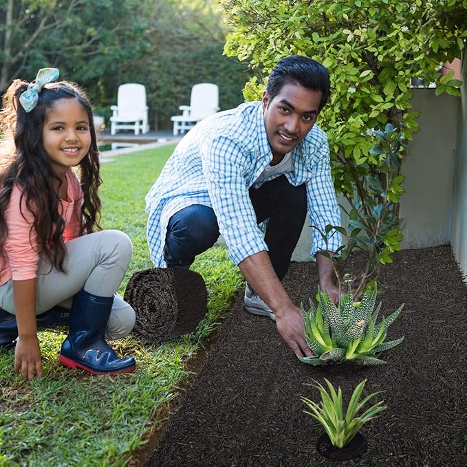 Black Rubber Mulch Border for Landscaping, 10', 120” x 4.5” Roll, Natural-Looking Permanent Garden Barrier for Plants, Vegetables, and Flowers, Recycled and Sustainable, 15 Plastic Anchors Included