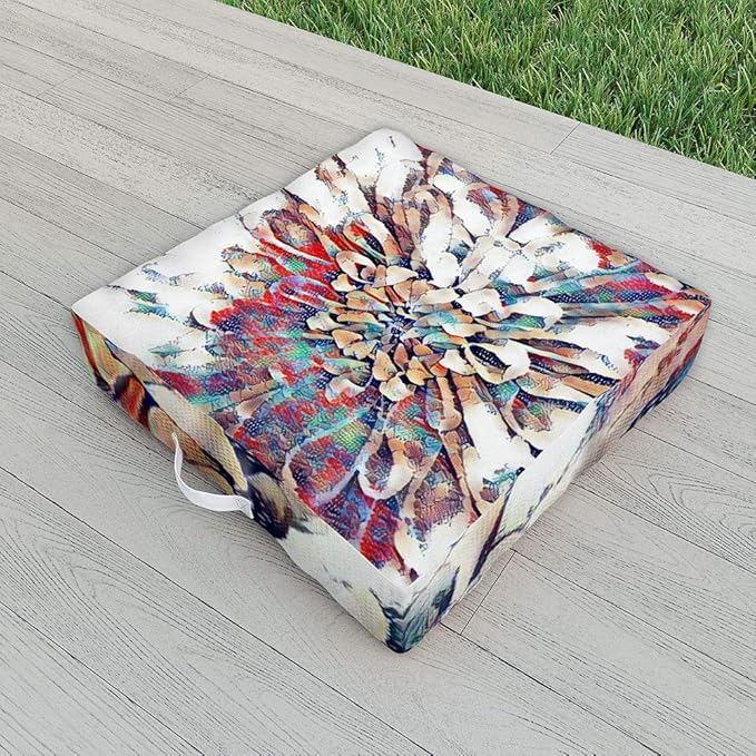 Society6 Sheila Wenzel-Ganny Japanese Inspired Lily Indoor/Outdoor Floor Cushion, 1 Count (Pack of 1), Multi