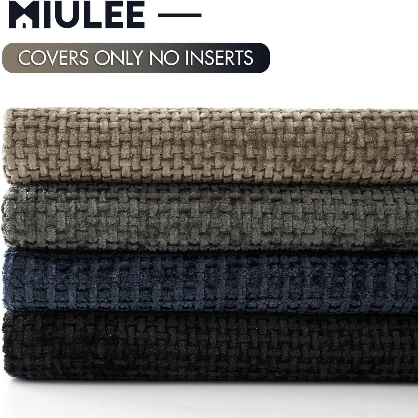 MIULEE Pack of 4 Couch Throw Pillow Covers 16x16 Inch Neutral Navy/Grey Soft Decorative Chenille Pillow Covers Farmhouse Accent Cushion Covers for Boho Home Decor Sofa Bedroom Living Room