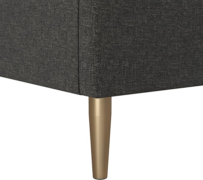 Mr. Kate Daphne Upholstered Queen Bed Frame with Headboard, Modern Platform Queen Bed Frame, Dark Gray Linen