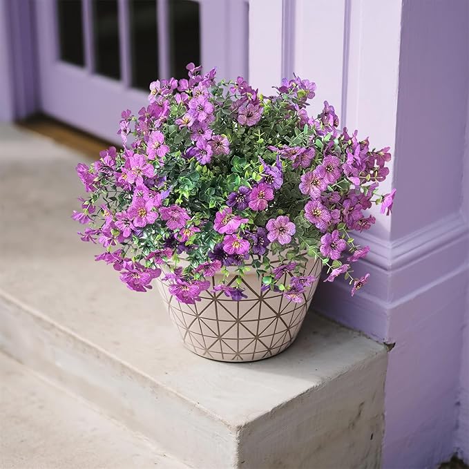 Artificial Mums for Outdoors Garden Home Fall Decor uv Resistant Outdoor Faux Plants Indoor Plastic Fake Plants Greenery Boxwood Porch Patio Fake Mums Flowers 12 Bundles Yard Decorations