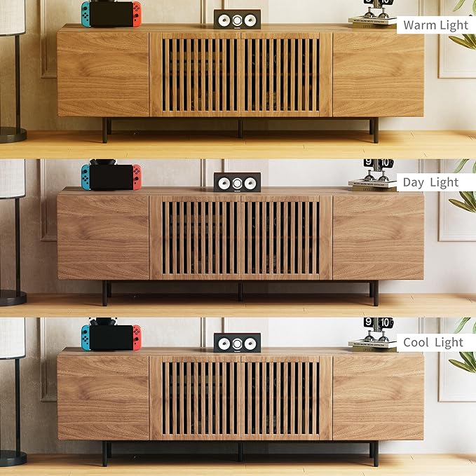 Modern TV Cabinet for 70-inch TV, TV Table with Large Storage Space, TV Cabinet Media Console for Living Room and Bedroom, 180 cm, Walnut Color (70.87“)