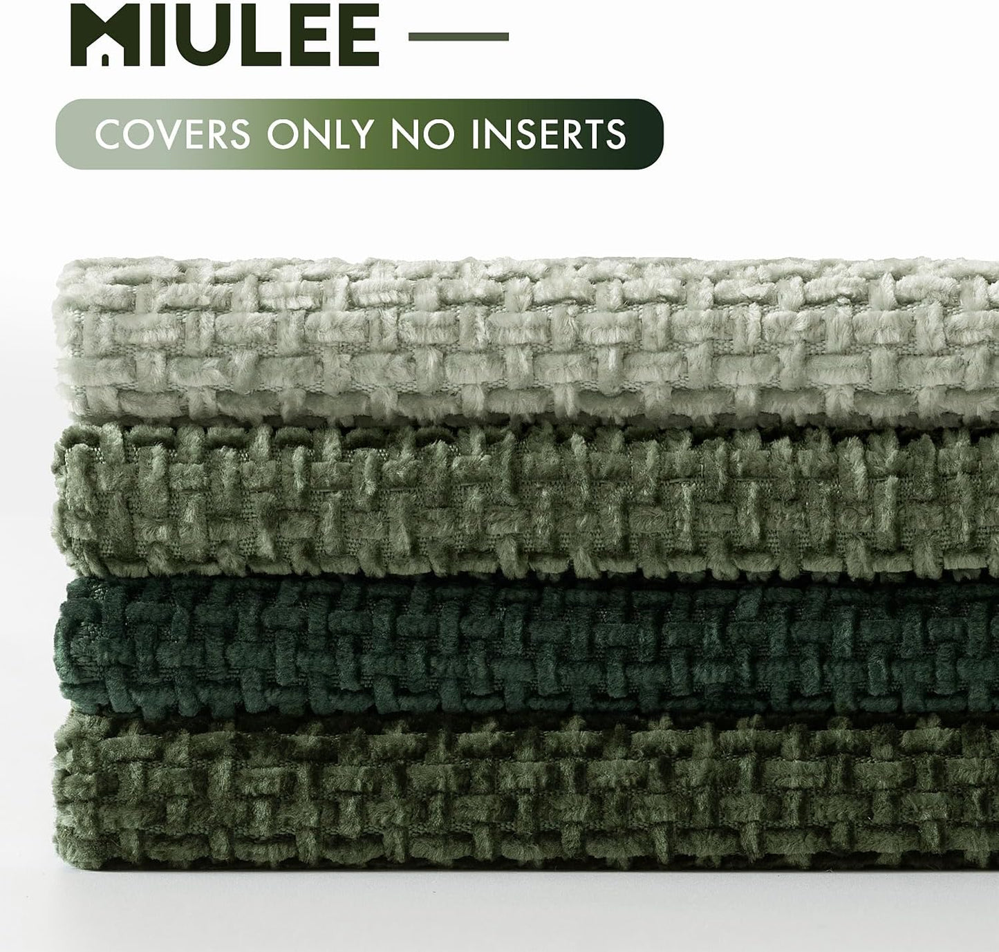 MIULEE Pack of 4 Christmas Couch Throw Pillow Covers 16x16 Inch Green Soft Decorative Chenille Pillow Covers Farmhouse Accent Cushion Covers for Boho Home Decor Sofa Bedroom Living Room