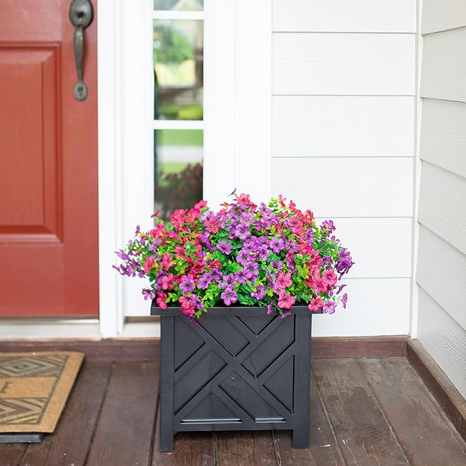 Ivydale Artificial Fake Flower Plants for Outdoor Outside Summer Decoration, 12 Bundles Silk Mixed Colorful Daisy UV Resistant Look Real for Planter Home Porch Patio Window Box