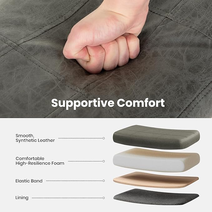 PHI VILLA Counter Height Bar Stools Set of 4 - Farmhouse Barstools with Upholstered Saddle Seat and Solid Wood Legs, Kitchen Counter Island Stools