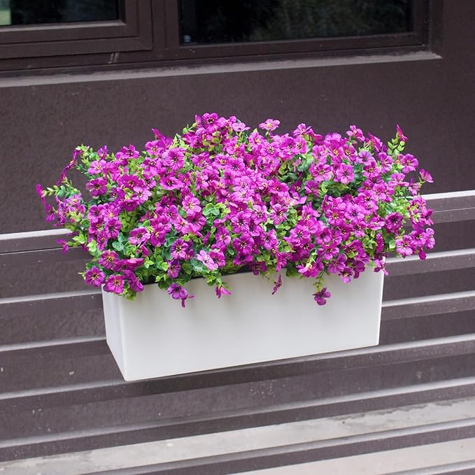 Rose Red Artificial Outdoor Flowers 12 Bundles Silk Fake Daisy Romantic Fake Plants Stems for Garden, Pergola, or Outdoor Party Decor Outside(Purple Daisy)