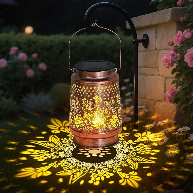Solar Lantern Outdoor Lamp Waterproof Decorations Garden Decor, Christmas Birthday Gifts for Women, Mom, Grandma Decorative Garden, Yard, Patio, Lawn, Balcony Porch - Hummingbird