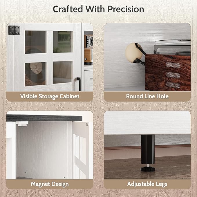 Farmhouse TV Stand for 65 Inch TVs, Entertainment Center with Adjustable Shelves, 2 Barn Doors and Drawers, Storage Media Cabinet for Living Room or Bedroom-White