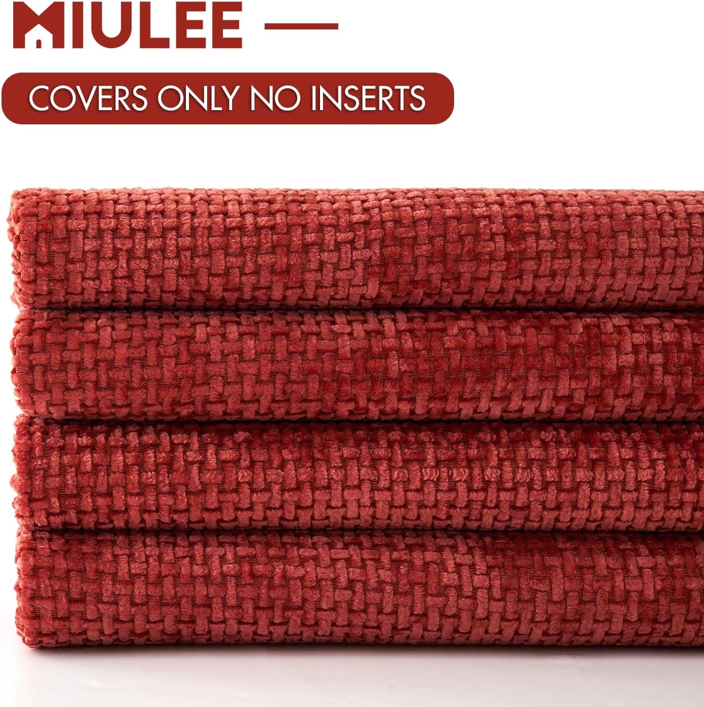 MIULEE Christmas Red Pack of 4 Couch Throw Pillow Covers 18x18 Inch Soft Decorative Chenille Pillow Covers Farmhouse Accent Cushion Covers for Boho Home Decor Sofa Bedroom Living Room
