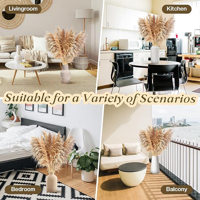 40" inch 12 pcs Natural Pampas Grass Decor Tall,Boho Home Decor,Pompas Grass,Dried Tall Pampas Grass for Wedding Floral Arrangements,Farmhouse,Party,Farmhouse,Wall,Bedroom Decor