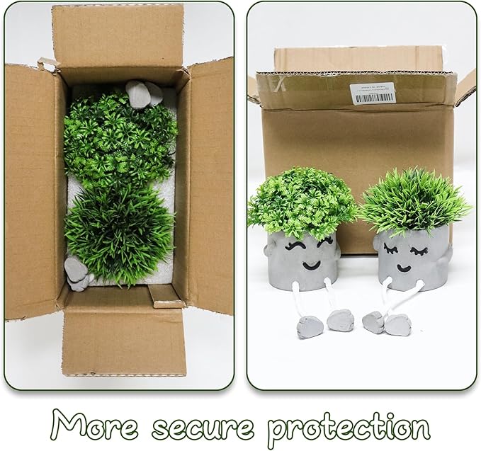 MAKHOT Set of 2 Artificial Succulent Plants in Pots, Fake Plant Faux Succulents Office Desk Decor, Mini Potted Succulents Coffee Table Decor for Women, Cute Decorations for Work Office SmallPlant