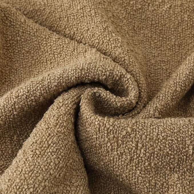 FUTEI Pack of 2 Khaki Decorative Throw Pillow Covers 16x16 Inch Soft Cozy Solid Boucle Textured Cushion Case,Modern Home Decor for Couch Bed Living Room