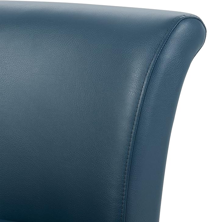 CHITA 26 Inch Counter Height Swivel Bar Stools Set of 3, FSC Certified Modern Upholstered Faux Leather Swivel Barstool Chair with Back, Blue