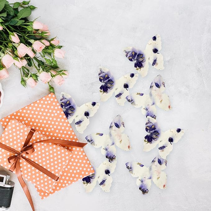 50 pcs Large Seed Paper – Purple Plantable Wildflower Butterflies for Bridal Shower, Wedding Gift, Birthday, Mother's Day & Other Milestone Celebrations