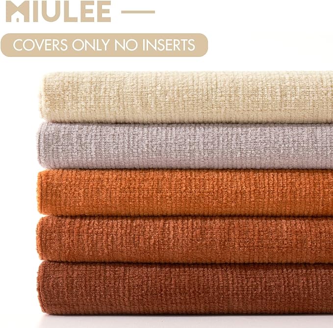 MIULEE Rust Couch Pillow Covers 20x20 Inch, Set of 2 Soft Chenille Fall Decorative Square Throw Pillow Covers Farmhouse for Sofa Living Room Bed