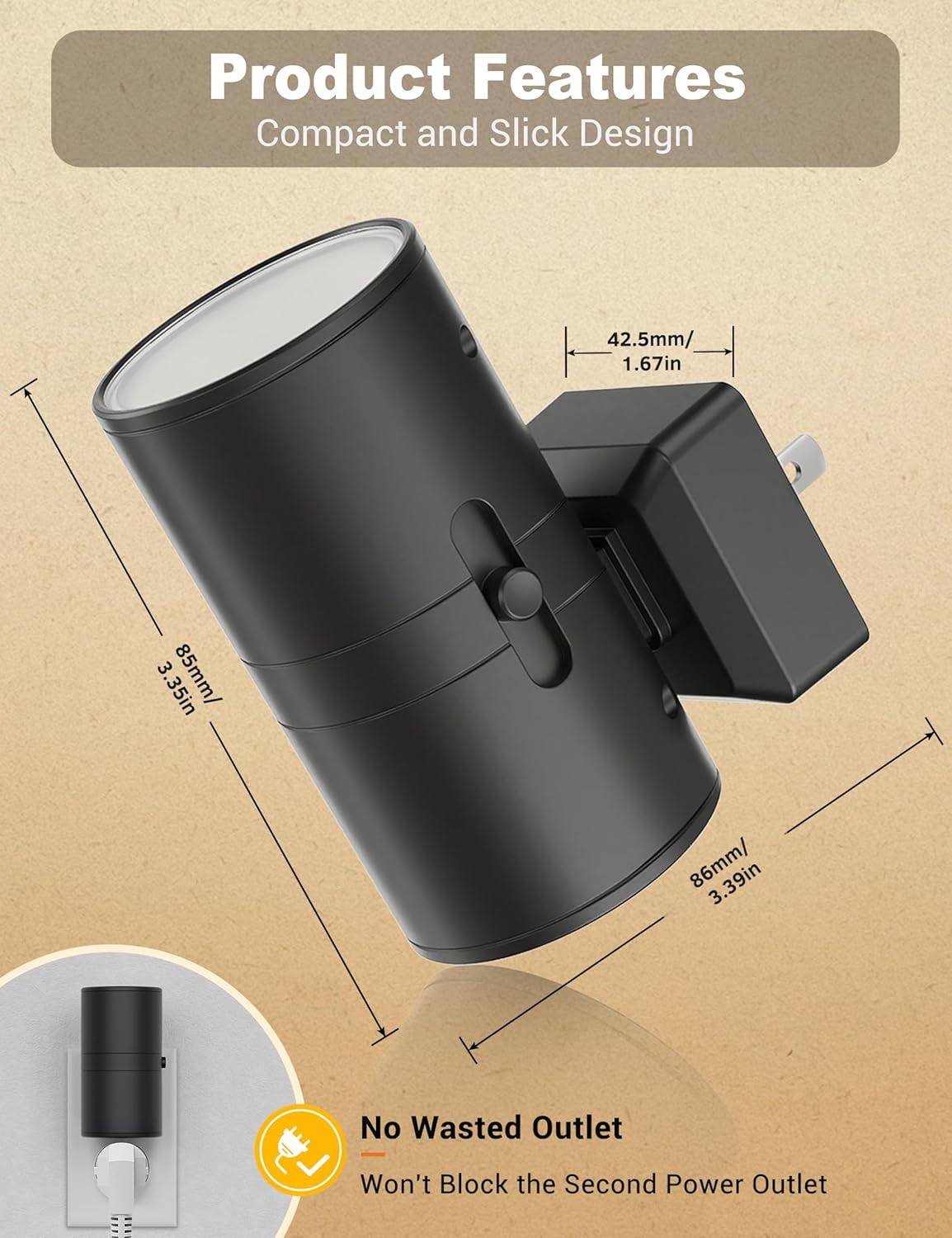 Night Lights Plug into Wall, Dimmable Night Light Plug in, Modern Night Lights with Dusk to Dawn Light Sensor, Soft White 3000K, 0-100LM Adjustable Brightness Nightlight for Hallway Bedroom, 4 Pack