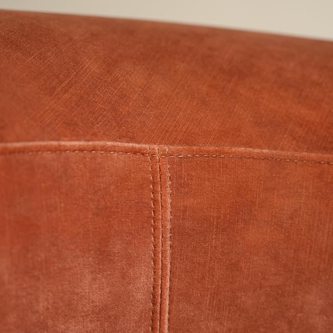 Acanva Luxury Modern Tight Curved Back Velvet Sofa, Minimalist Style Comfy Couch for Living Room Apartment Reception Space, Tangerine Single Chair