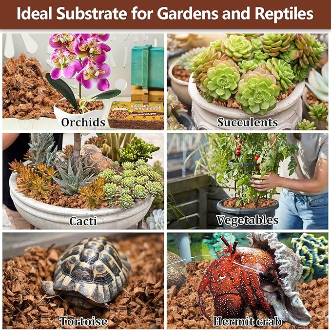 Legigo 4 Pack Coco Husk Chips- 4.4 LB 100% Organic Coconut Coir Chips Brick Potting Soil Mix with Low EC & PH Balance, Compressed Coconut Substrate Coco Chips Mulch Medium for Garden, Flowers, Plants