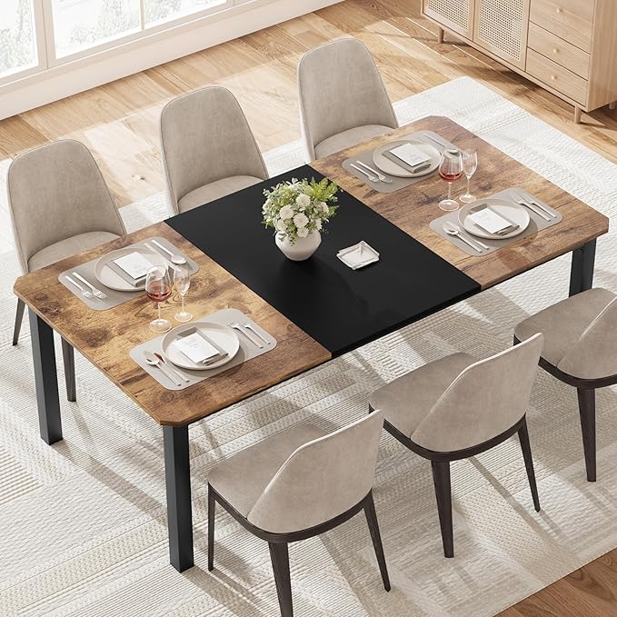 GAOMON 78.7 Inch Long Kitchen Table for 6-8, Dining Room Table for Kitchen Living Room, Large Rectangular Dinner Tables, Industrial Indoor Restaurant Tables with Sturdy Metal Frame(Only Table)