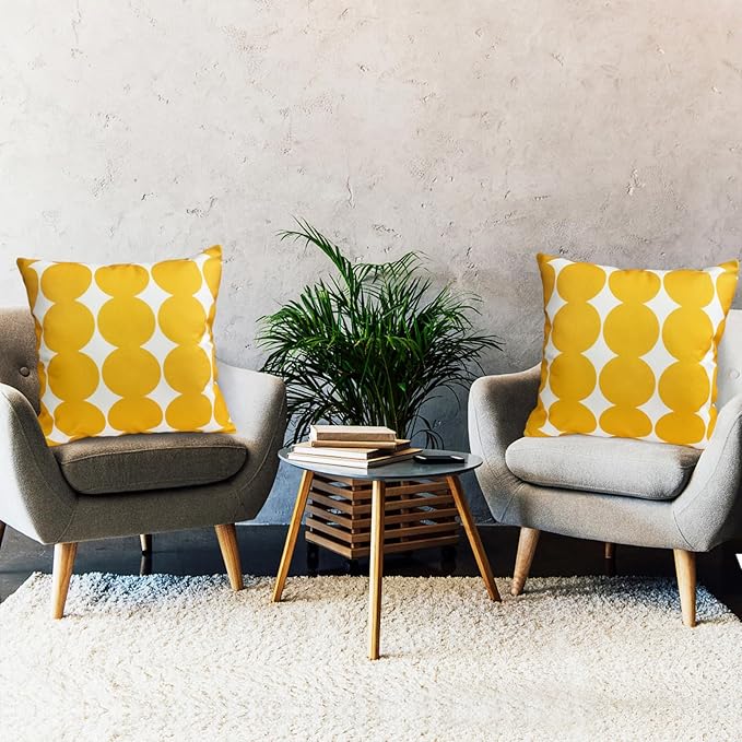 Decorative Throw Pillow Covers Set of 2 Chrome Yellow Fashion Polka dot Pillow Covers 18x18 Inch Throw Pillow Cover Linen Pillowcase Farmhouse Outdoor Pillow Covers for Couch Sofa Bedroom