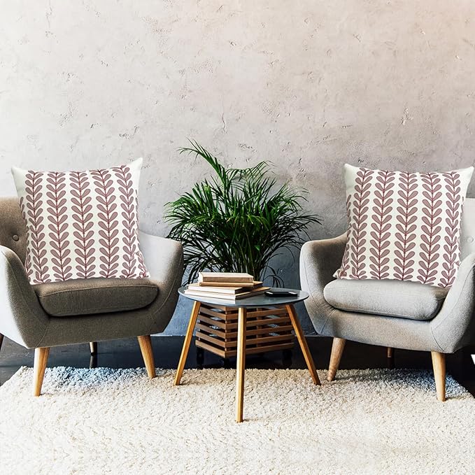 Decorative Throw Pillow Covers Set of 2 Wine Red Pillow Covers 16x16 Inch Throw Pillow Cover Linen Pillowcase Modern Boho Farmhouse Outdoor Pillow Covers for Couch Sofa Bed Living Room