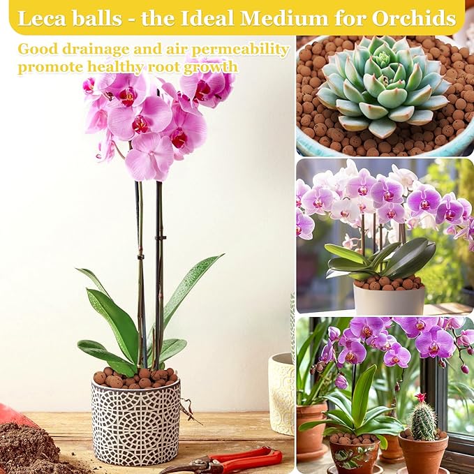 10 LBS Natural Leca Clay Pebbles for Plants- 4-16mm Expanded Clay Leca Balls for Indoor Plants, Hydroton Clay Pebbles for Plants Hydroponic & Aquaponics Growing, Orchids, Drainage, Terrarium