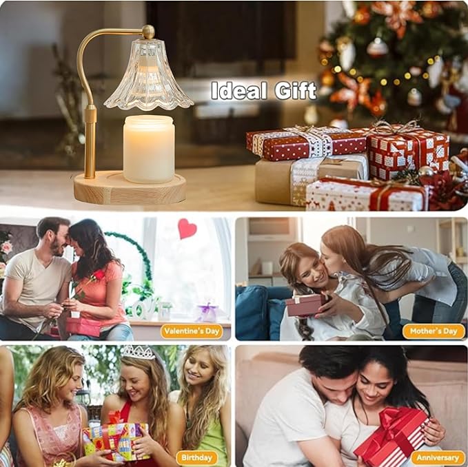 Candle Warmer Lamp with Timer Dimmer, Adjustable Height, Vintage Candle Melter, Modern Home Decor Gift, Birthday Gifts for Women Mom,House Warming Gifts Home Decor, Scented Wax Jar Candles