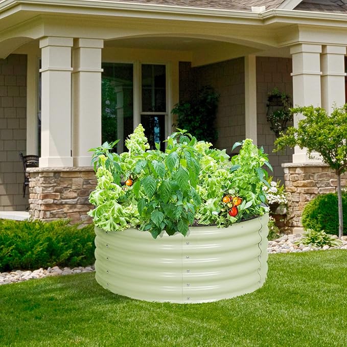 Aoodor 17" Tall 42" Metal Raised Garden Bed, Outdoor Planter Box and Raised Garden Kit for Vegetables, Flowers, Tomatoes Carrots and Herbs, Olive Green