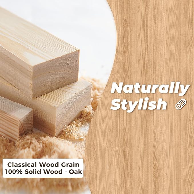 DELAVIN 59" Large Solid Wood Dining Table for 4-6 People, Mid Century Modern Oak Dining Room Table, Farmhouse Rectangular Kitchen Table for Dining Room, Living Room, Easy Assembly, Natural