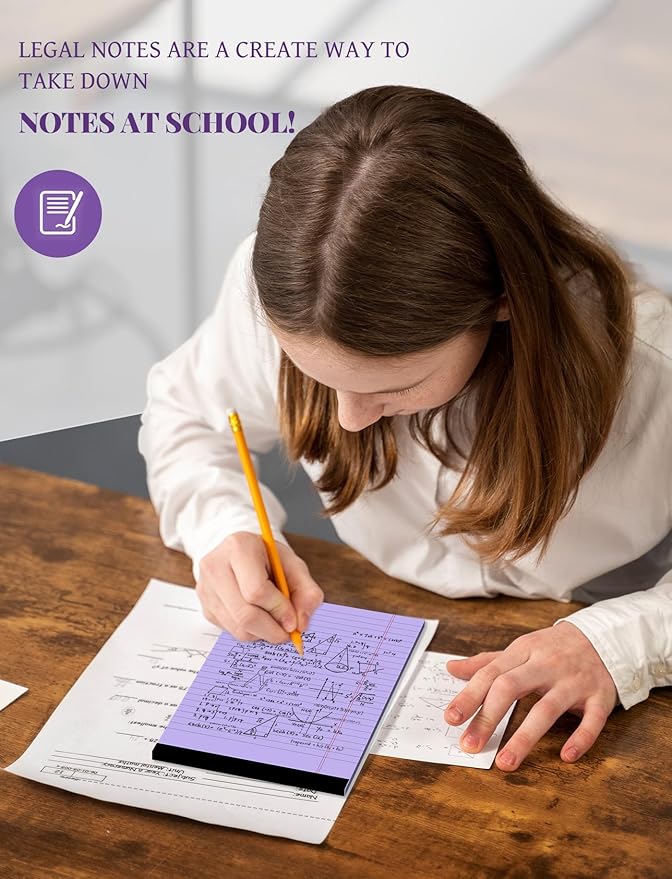 7pcs Small Legal Pads 5x8 Note Pads Purple Notepad College Ruled Notepad 5x8 Small Note Pad 5 x 8 Study Back 7 Pack Perforated 5x8 Legal Pad Narrow Ruled Purple Paper Pads 30 Sheets per Writing Pad