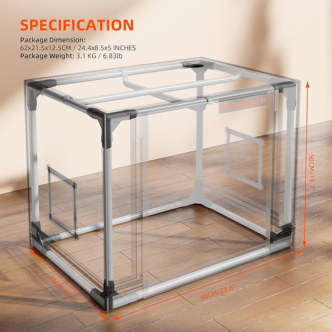 Spider Farmer Small Grow Tent for Aerogarden, Hydroponic Growing System, 24"x16"x20", with Roll-up Door, Removable Floor Tray, 2000D Thicken Mylar Canvas