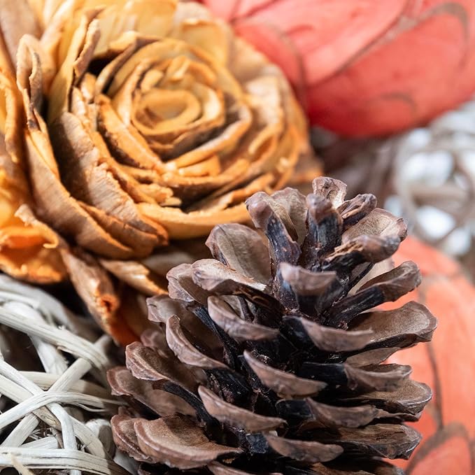 Natural Tones Vase & Bowl Fillers Decorative Balls | Home Decor (Autumn Orange)