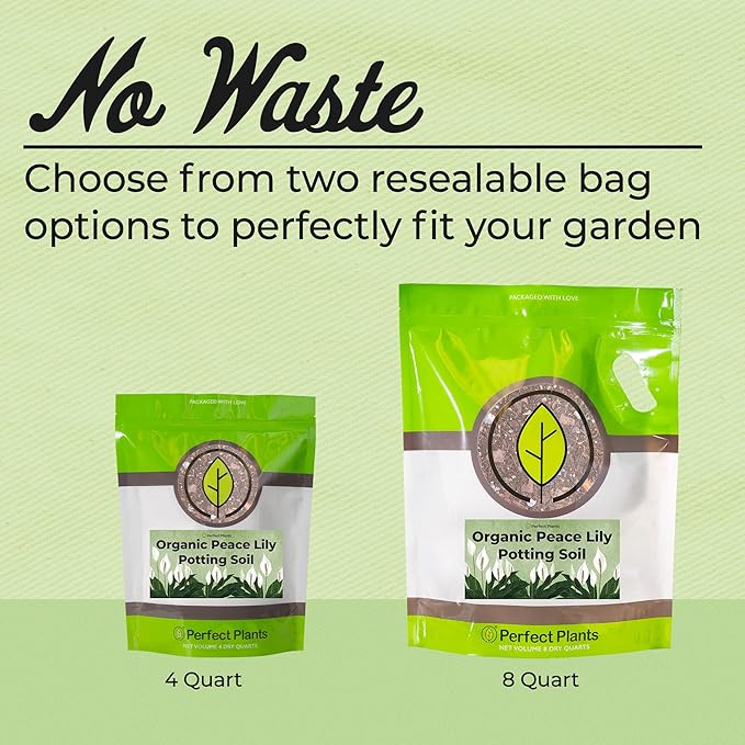 Organic Peace Lily Potting Soil by Perfect Plants | Organic Premium Mix | Use with Peace Lily, Pothos, or Other House Plants (8qt)