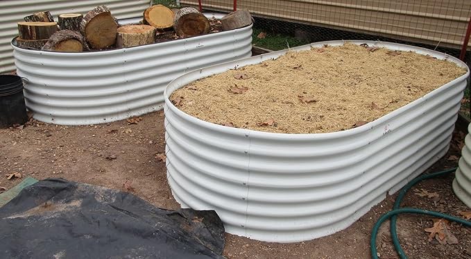 A ANLEOLIFE 4-Pack 6X3X2ft & 8X4X2ft Deep Root Galvanized Raised Garden Beds Outdoor for Planting Vegetables Flowers Herb, Antique White