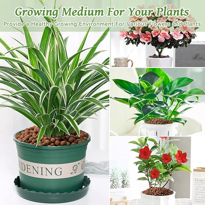 Riare 14 LBS Organic Expanded Clay Pebbles for Plants- 4mm-16mm Natural Leca Balls Lightweight Hydroponic Clay Pebbles Aggregate for Indoor Plants, Hydroponic Growing, Plants Drainage, Aquaponics