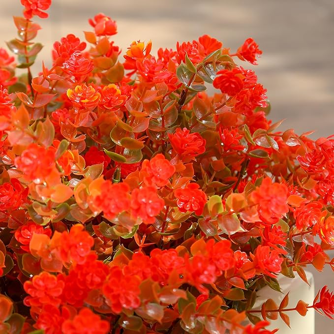 alyptus Artificial Fall Mums – 12 Bundles Fake Outdoor Fall Flowers with Greenery, UV Resistant No-Fade Faux Plants for Porch, Patio, Garden, Office & Thanksgiving Décor