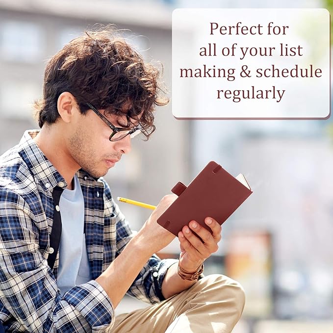 Laumoi Pocket Notebook Journals with Pens A6 Cute Small Journal Notebook Ruled Lined Mini Notepad Hardcover Executive Notebooks Set with Pen Holder for School Office, 3.7 x 5.7 Inch (Burgundy)