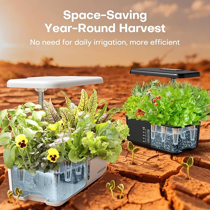 Ahopegarden Indoor Herb Garden Kit with LED Grow Light: 10-Pod Hydroponics Growing System Kit with Auto Timer, Perfect Herb Garden Planter Indoor Kit for Kitchen Home Office Gardening Gift