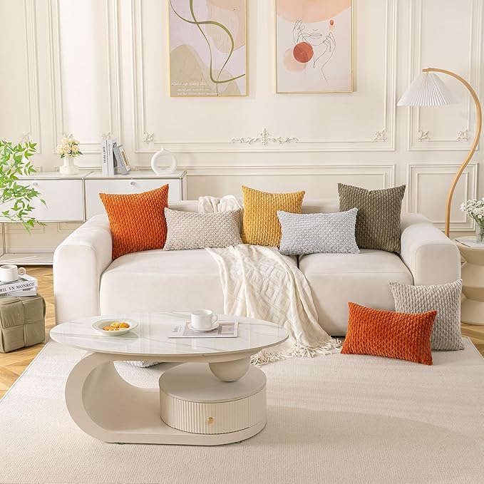 Set of 4 Dark Green Decorative Throw Pillow Covers 20x20 Inch Corduroy Pillow Covers for Bed Couch Sofa Living Room Soft Square Cushion Cases