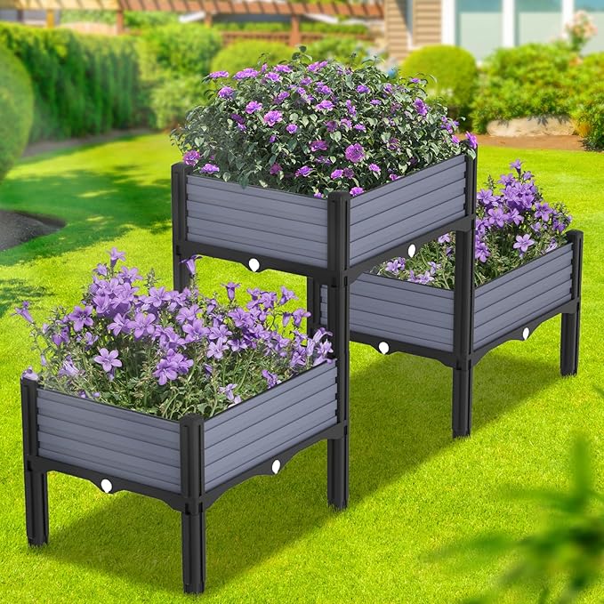 Planter Box Raised Garden Bed with Reinforced Support Rods, Drainage Grid, Multi-Combination Options for Vegetables, Flowers, and Herbs, Ideal for Balcony, and Patio Gardening