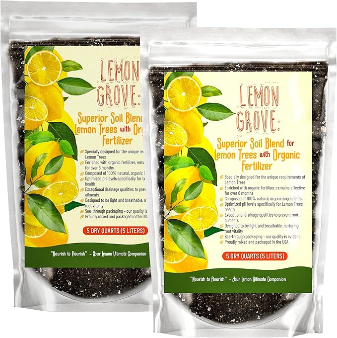 Organic Lemon Tree Soil – Citrus Potting Mix with Organic Fertilizer – Ideal for Potted Lemon Trees, Meyer Lemons & Citrus Plants – Chunky, Indoor & Outdoor (10 QUARTS)