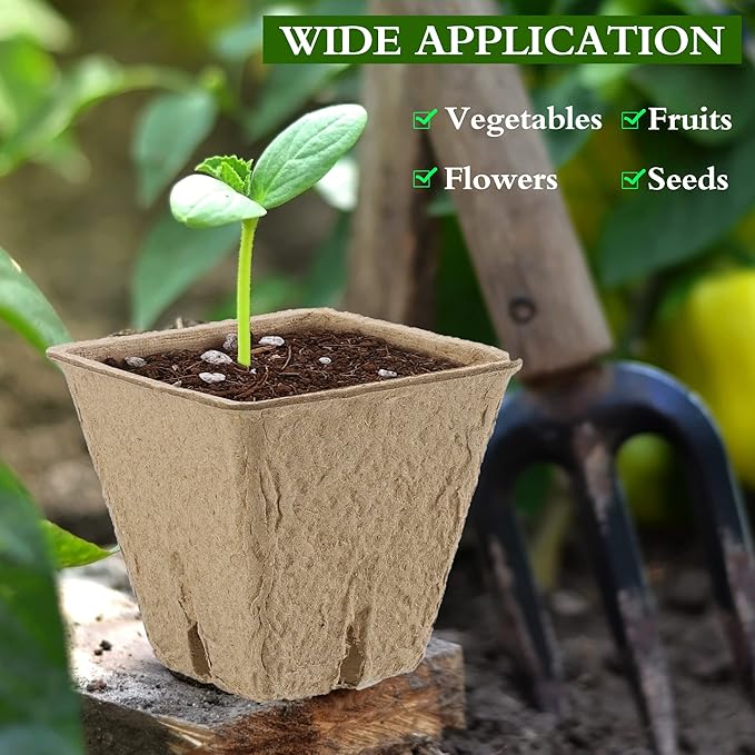 180 Pieces Peat Pots Plant Starters 2.3 Inch Square Peat Pots for Herb Seedlings Garden Germination Nursery Pots Organic Germination Plant Starter with Plant Markers Labels for Plants Supplies