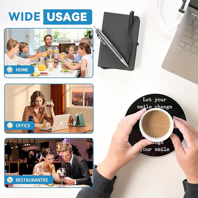 Drinks Coasters Set of 4, Inspirational Positive Quotes Round 4" Cup Coasters, Absorbent Ceramic Stone Coasters with Cork Base, Cute Coasters for Table Home Décor, Ideal Gifts for Women Men